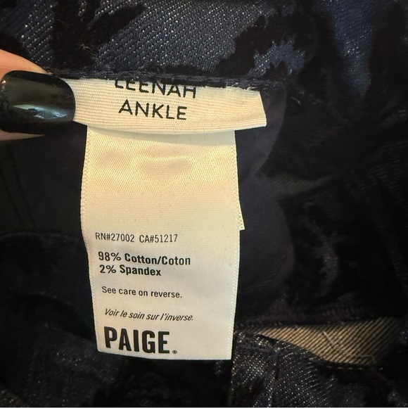 Paige Leenah Ankle Jeans Damask Floral Flocking size 30 - Picture 8 of 13